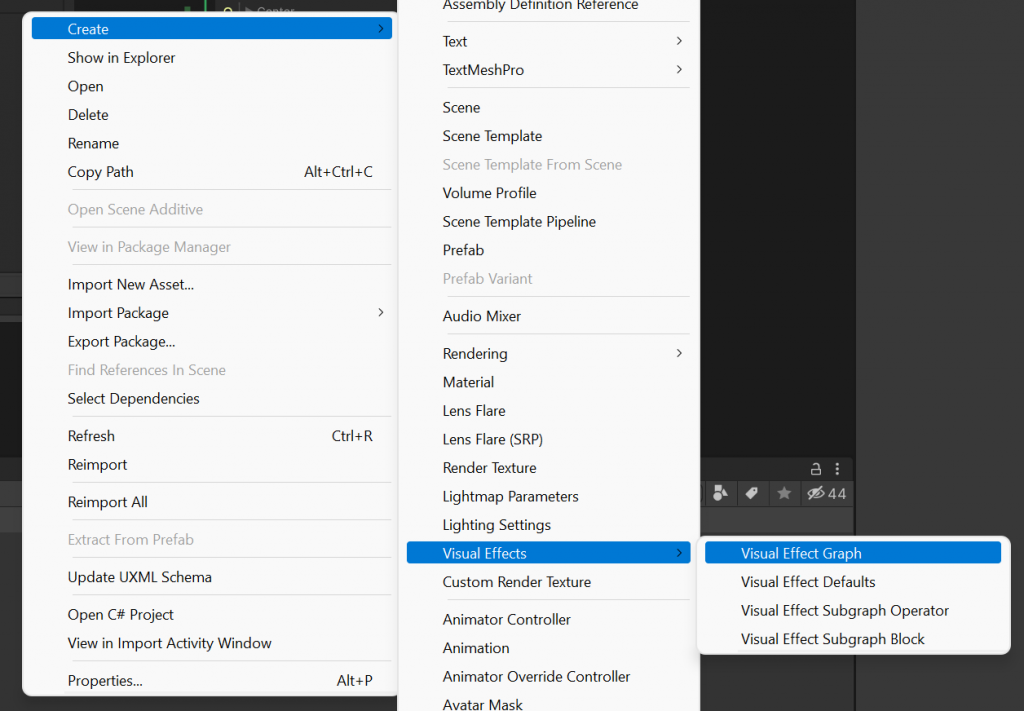 Unity - Creating a new VFX graph.
