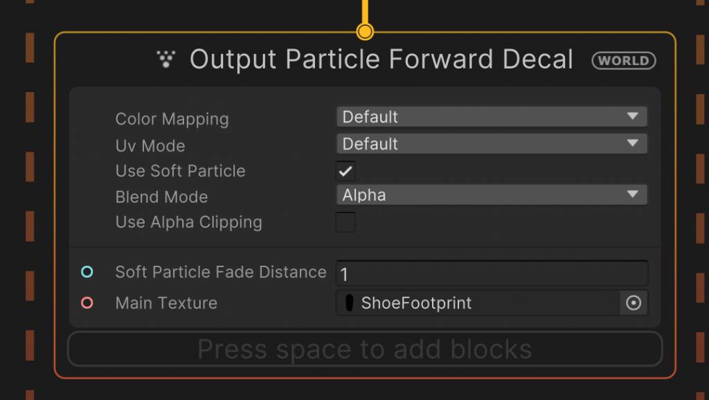 Unity - VFX - Visual Effect Graph - Output Particle Forward Decal