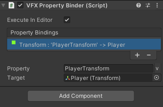 Unity - VFX - VFX Property Binder component added to game object